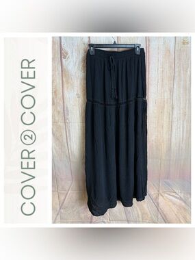 NWT Cover2Cover Black Maxi Skirt with Elastic Waistband Size Medium Beach Cover